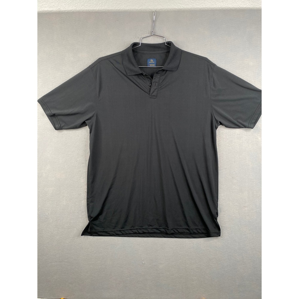 Reputation Mens Polo Shirt Large Black Short Sleeve Performance Polyester